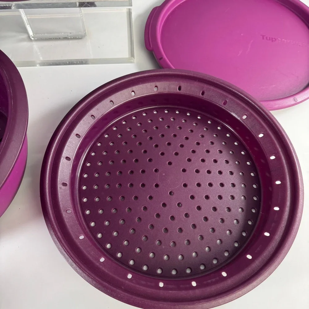 Tupperware Purple SMART STEAMER 4 Pc. Microwave Cooker Set